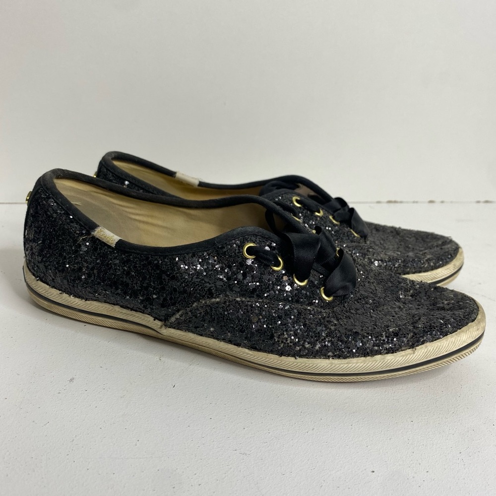 Keds X Kate Spade Black Sequin Sneakers Lace Up Shoes